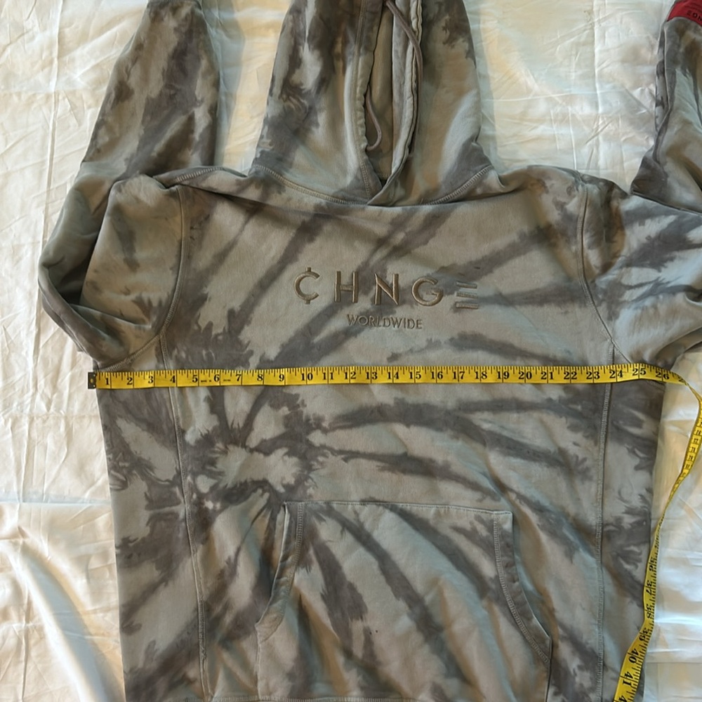 CHNGE Tie-Dye Hoodie in Olive Green and Charcoal - Picture 8 of 9